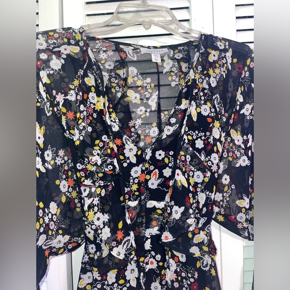 TopShop Black Slip dress with Floral Ruffle Dress - Picture 8 of 12